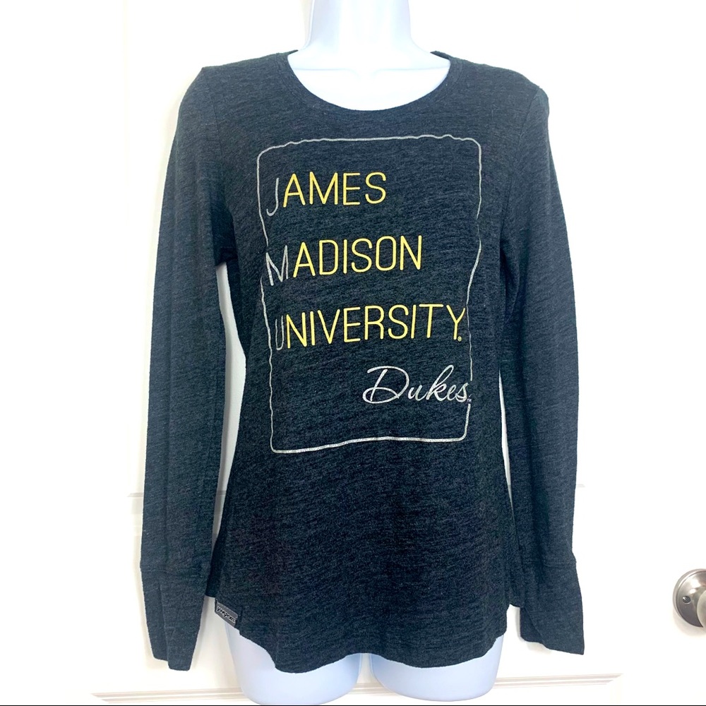 James Madison University long sleeve women’s tee shirt. Medium, gray